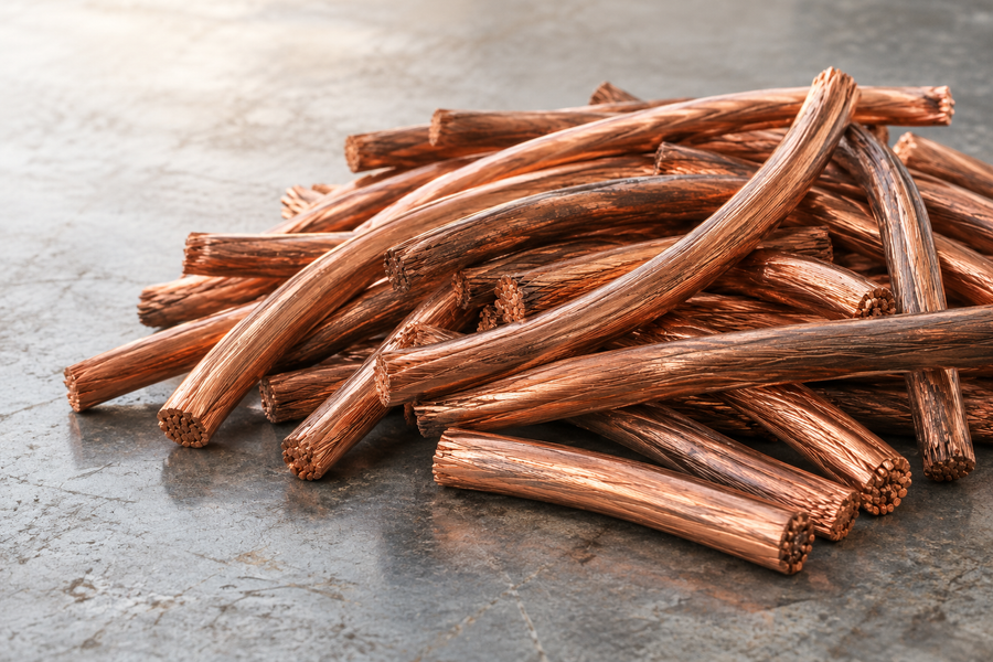 Illustration of stripped copper wire offcuts