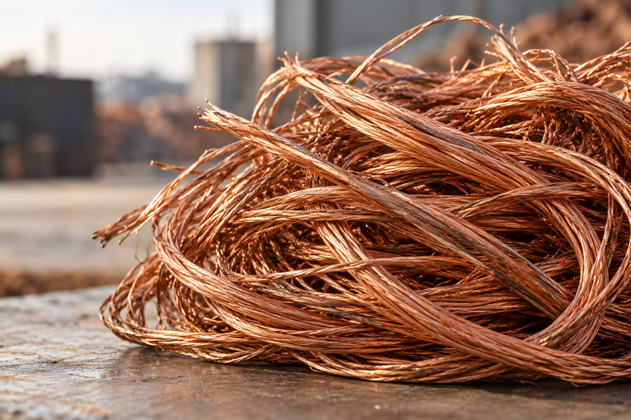 Illustration of bright bare copper wire scrap